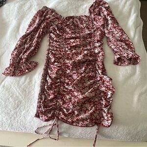 Red Floral Puff sleeve dress